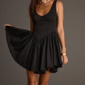 Black Drop Waist Mini Dress